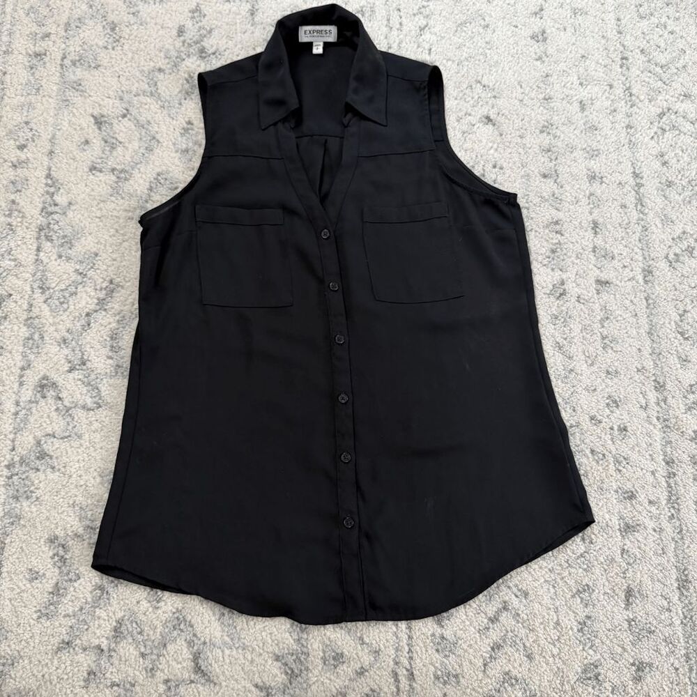 Express Black Sleeveless Button Down S